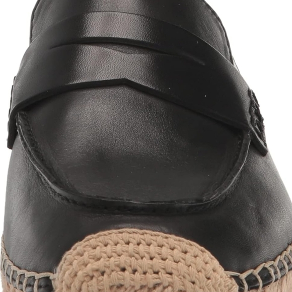 BNWT Sz US 7.5 Sam Edelman Kai Black and Tan Slip-On Leather Loafers Espadrille - Picture 4 of 13